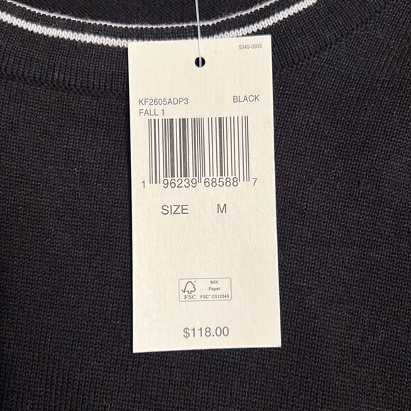 NWT Michael Kors Black Cotton Crewneck MK Logo Sweater - M - Picture 5 of 8